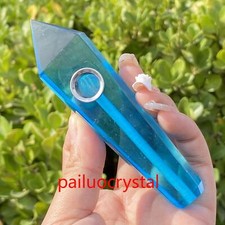1pc Blue Melting Stone Smoking Pipe Quartz Crystals Point Obelisk Wand Gem 4.3