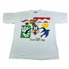 VTG Euro Disney Goofy Men's 100% Cotton S/S T-Shirt White • Small/Medium picture