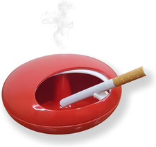 Ashtrays for Cigarettes Rotating Lid Ashtray - Red White | Premium Melamine Cool picture