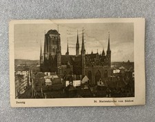 Vintage POLAND DANZIG ST. MARIENKIRCHE VON SÜDOST Postcard Posted 1929 picture