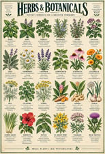 Herbs & Botanicals Vintage Botanical Identification Chart Poster 13x19 picture