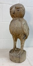 Large Antique hand carved solid wood Folk Art owl sculpture statue figure picture
