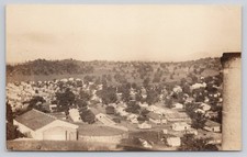 RPPC Birds Eye View Small Town Large Smokestack Real Photo c1926-1940s Postcard picture
