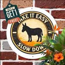 Slow Down Safety Drive Safe Humorous Round Aluminum Metal Tin Sign Wall Plaque picture