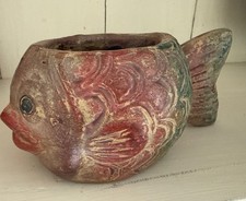 Vintage 9” Italian Terracotta Fish Planter picture