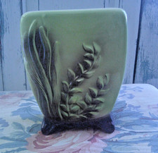 Vintage Royal Copley Chartreuse Brown Pottery Vase, Royal Copley Art D picture