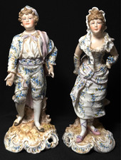 Pair Antique 1890s–1920s German Volkstedt Richard Eckert Porcelain Figurine 7