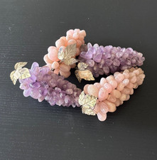 Lot Of 4 Vintage Polished Amethyst, Rose Quartz Grape Clusters picture