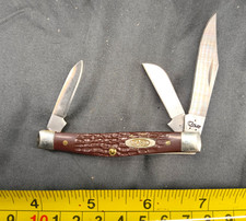 Case XX 6344 Stockman Pocket Knife 3 Blade Brown Jigged Delrin USA Vintage picture