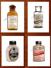 LOT of 4  Antique Heroin Medicine Bottle ((PHOTOS)) 1800s BAYER  Drugs Obsolete picture