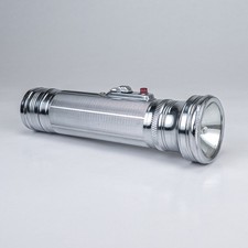 Vintage Tiger Head Brand Chrome Metal Flashlight Torch Red Button Made in China picture