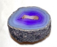 cut natural vibrant purple agate stone banded geode specimen rock mineral  picture