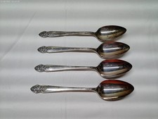4 Oneida Prestige Silver Plate Distinction Pattern Serving Spoons 8-1/4