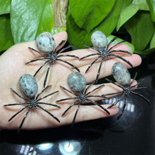 Natural Sesame stone Spider Pure hand made DIY skull Quartz Crystal skull 5PCS picture