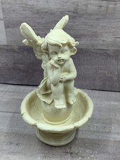 Vintage Sitting Cherub Angel in Fountain Bowl Figurine 5.25” Inch Tall Signed picture