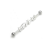 2  14g Vertical Barbell 1.75 Inches Bitch Helix Orbital industrial lobe Ear Ring picture