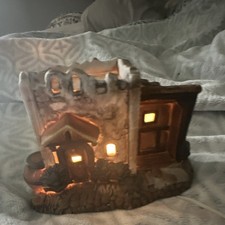 Illuminated Ceramic & Porcelain Village House Building Decor w/ Cord, Multicolor picture