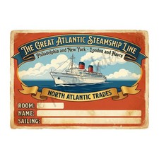 Steamship Luggage Sticker, Great Atlantic Steamship Line, Retro Design 5