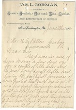 1891, Jas. L. Gorman, Lumber, New Washington, Pennsylvania, Coalport Bank Memo picture
