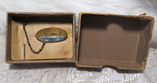 ANTIQUE BRASS SPANISH-AMERICAN WAR ENAMEL SOUVENIR PIN USS MAINE NAVY BATTLESHIP picture