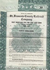 1912 St. Francois  County Railroad Company (Missouri)- $50 First Mortgage Bond picture