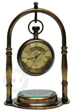 Glorious Vintage Brass Desk Table Antique Brass Nautical Clock Gift Women's picture