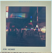 Vintage 1960s 120 Med Slide Artist Jon Henry Night Street Scene Neon Signs OOAK picture