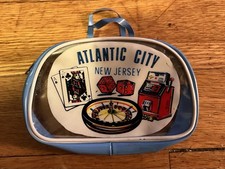 VINTAGE 80s Atlantic City New Jersey Casino Souvenir Coin Purse Bag picture