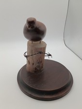 Vintage Hand Carved Quail On Fence Post By Rudy Smith 1983 picture