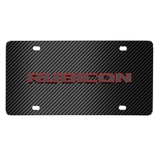 Jeep Rubicon 3D Logo Red Edge Black Carbon Fiber Patten Steel License Plate picture