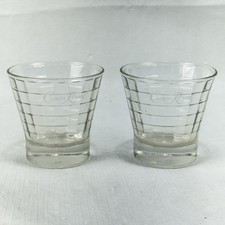 2 Vintage Crown Royal Tapered Block Optic On the Rocks Whiskey Glasses 3 1/2