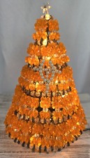 Vtg Tennessee Vols Safety Pin Acrylic Beaded Christmas Tree Orange picture