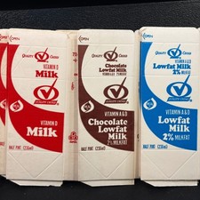Vintage 1990 Quality Chekd Milk Cartons Rudy Raccoon School Dairy Lot of 10 picture