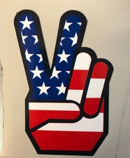 PEACE SIGN AMERICAN FLAG BUMPER STICKER LAPTOP STICKER TOOLBOX STICKER  picture