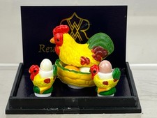 Reutter Porzellan 3-Piece Set -Miniature Rooster Egg Cups and Cozy for Dollhouse picture
