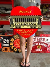 Vintage Style Metal Sign Carhart Overalls Heart NOT Porcelain 20x20 Made USA picture