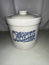 Vintage Stoneware Cookie Jar 2.5 Qt Gray Blue USA Kitchen Crockery picture