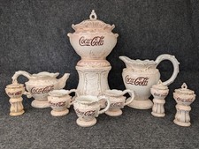 9pc 1998 Coca-Cola Victorian Series Ceramic Tea & Coffee Set Gold Trim picture