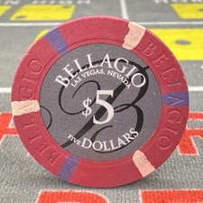 🎰🎲$5 Bellagio Casino Chip Las Vegas NV 1 Of 26 Strip Properties🎲🎰 picture
