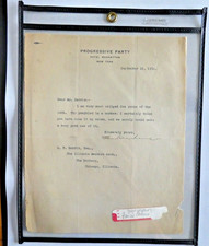George Perkins SIGNED letter to B.F. Harris Illinois Progressive Party 1912 NY picture