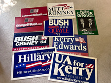 Vintage Political Campaign Sign Lot Bush Kerry Romney Clinton Carter 1992-2004 picture