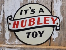 VINTAGE HUBLEY TOY PORCELAIN SIGN RARE OLD CHILDRESN KIDS TOYS CAST IRON TRAIN picture