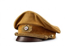 WW2 German Brown Wool Peaked Visor Cap Gold Cord 1930s Historical Reproduction picture