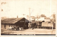 New Cambria MO Missouri CB&Q Railroad Train In Station RPPC Photo Postcard COPY picture