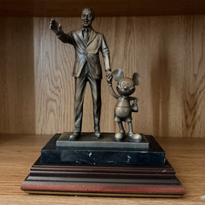 Disney Partners Walt Disney & Mickey Mouse Bronze Cast Figurine Wood Base picture