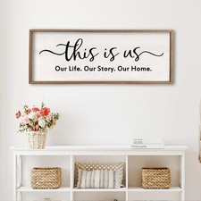 comurdyo This is us Wall Decor Sign 32'' x 12'' Wood Framed picture