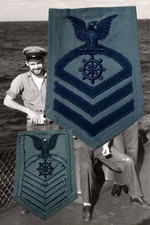 UNISSUED 1943 USN Navy CHIEF QUARTERMASTER WORKING GRAY UNIFORM WWII RATE picture