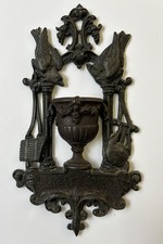 Antique Zimmerman of Hanau Germany - Cast Iron Match Holder w/ Striker 8.5”x 4.5 picture