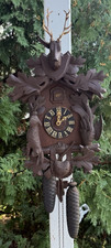 Antique C 1940s Era SCHATZ German Hunter 8 Day Cuckoo Clock - SEE VIDEO picture