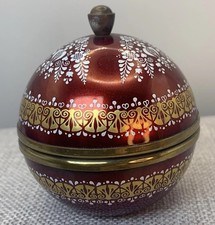 1993 Vintage Red Steinbock Brass Enamel Egg Trinket Box Handmade Vienna Austria picture